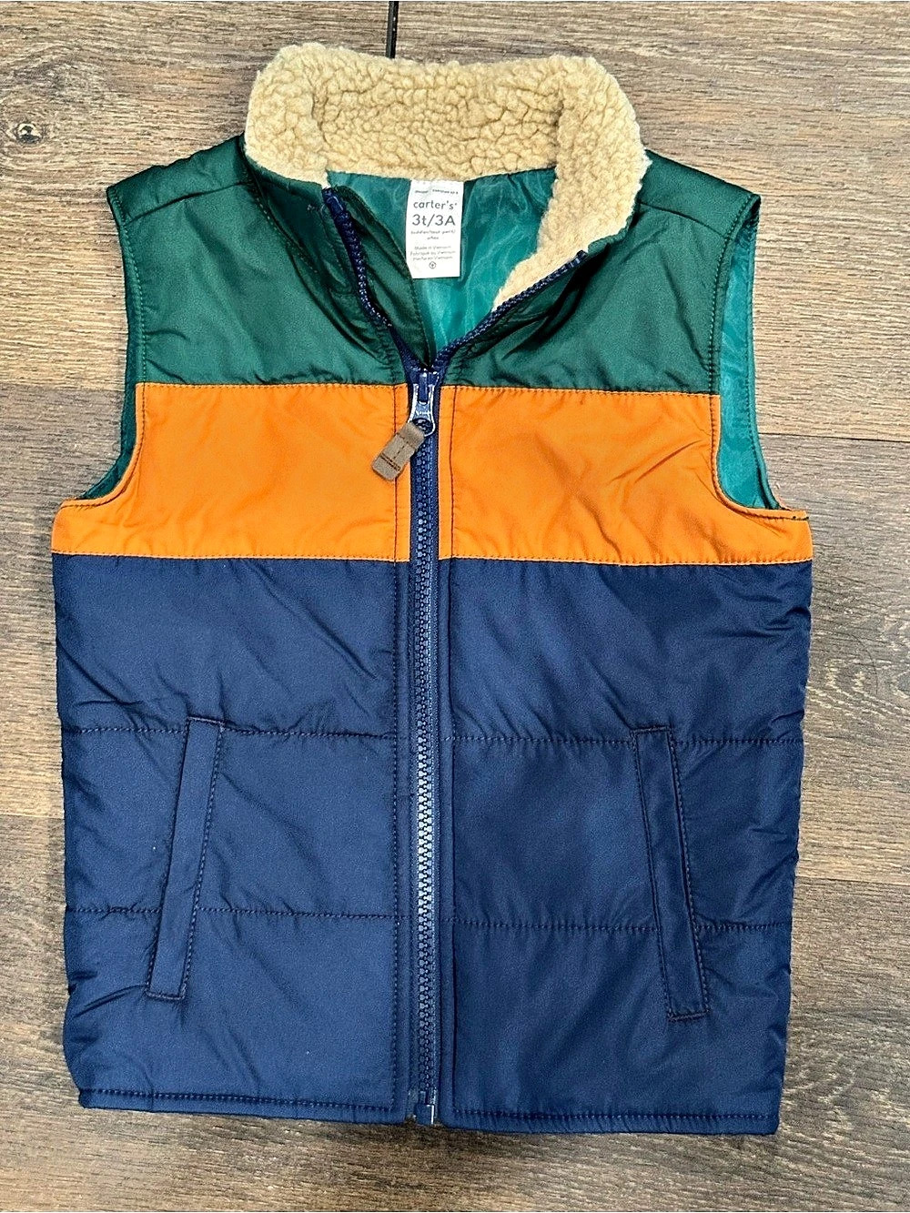 Carter's Toddler Boy Colorblock Puffer Vest Blue & Green Size 3T